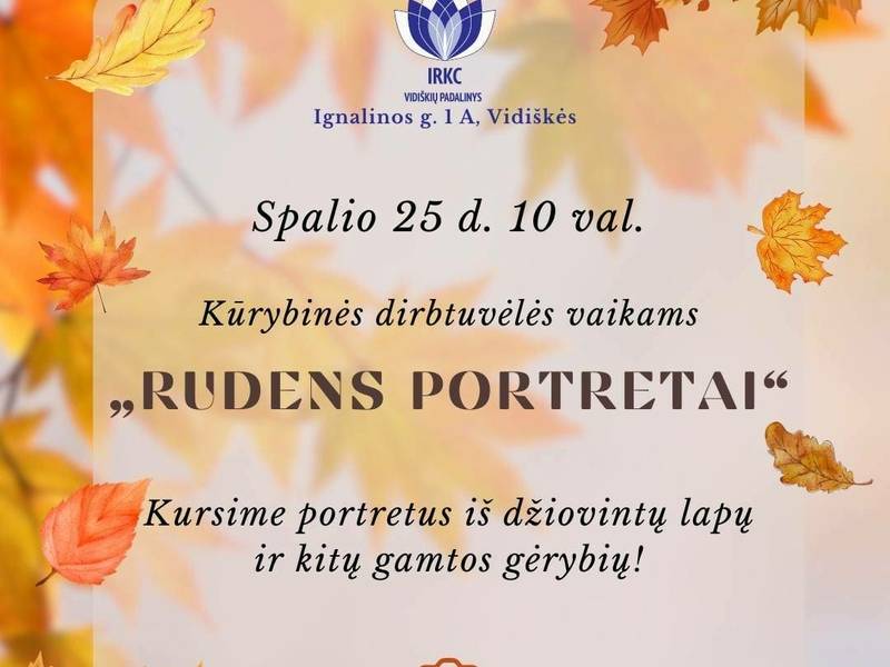 Kūrybinės dirbtuvėlės vaikams "Rudens portretai" Vidiškėse