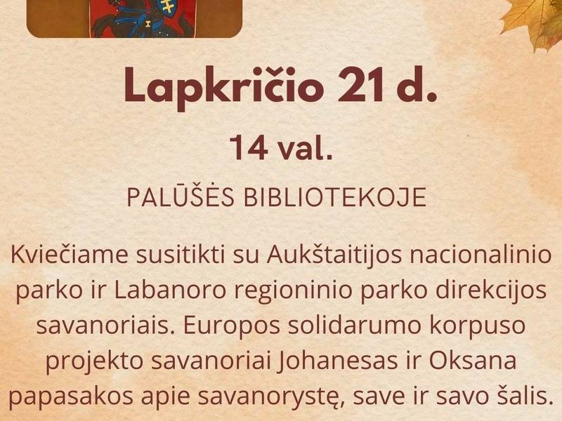 Susitikimas su Aukštaitijos nacionalinio parko ir Labanoro regioninio parko direkcijos savanoriais Palūšėje